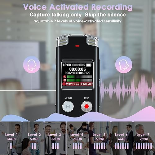 Miniatura 3 de Grabadora de voz digital de 16 GB de EVISTR Grabadora de voz activada con reproducción - Grabadora de cinta pequeña mejorada para conferencias