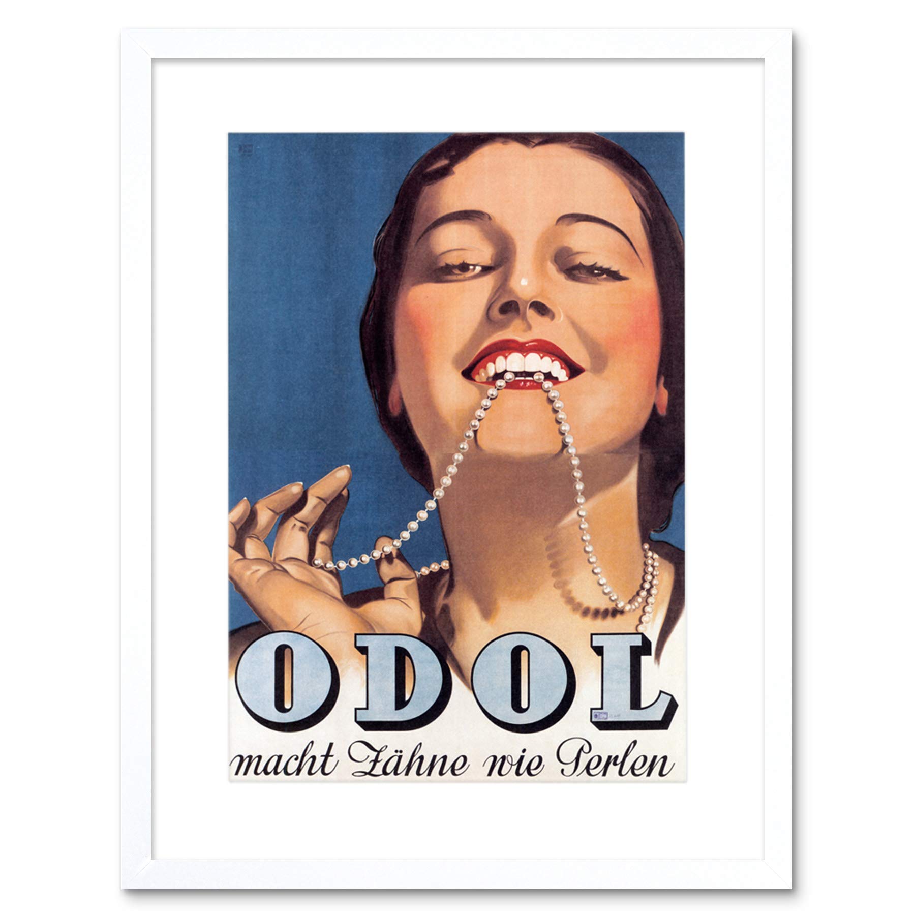 Wee Blue Coo Toothpaste Odol Austria Vintage Advert Retro Framed Wall Art Print