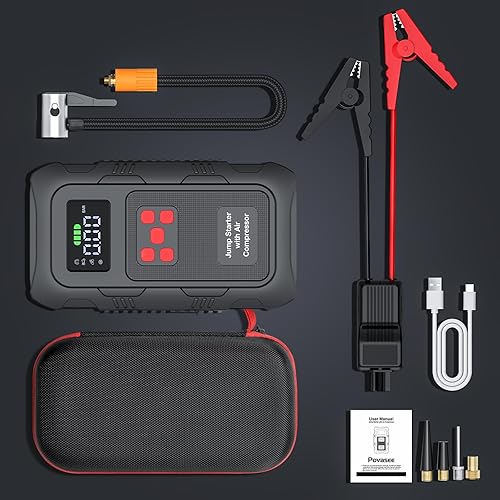Vista 22 de Arrancador de vehículos, paquete de batería y arrancador con pico de 5000 A, para todos los motores de gasolina y diésel de 10.0L, batería portátil