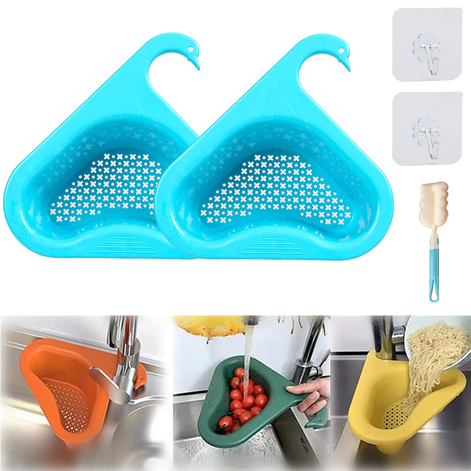 2 Pack Swan Shape Drain Basket for Kitchen Sink, Punch-free Triangle Corner Kitchen Sink Strainer Basket Used to Filter Household Waste Such As Leftovers (2) (B09TPCDKYM) Amazon Price History, Amazon Price Tracker