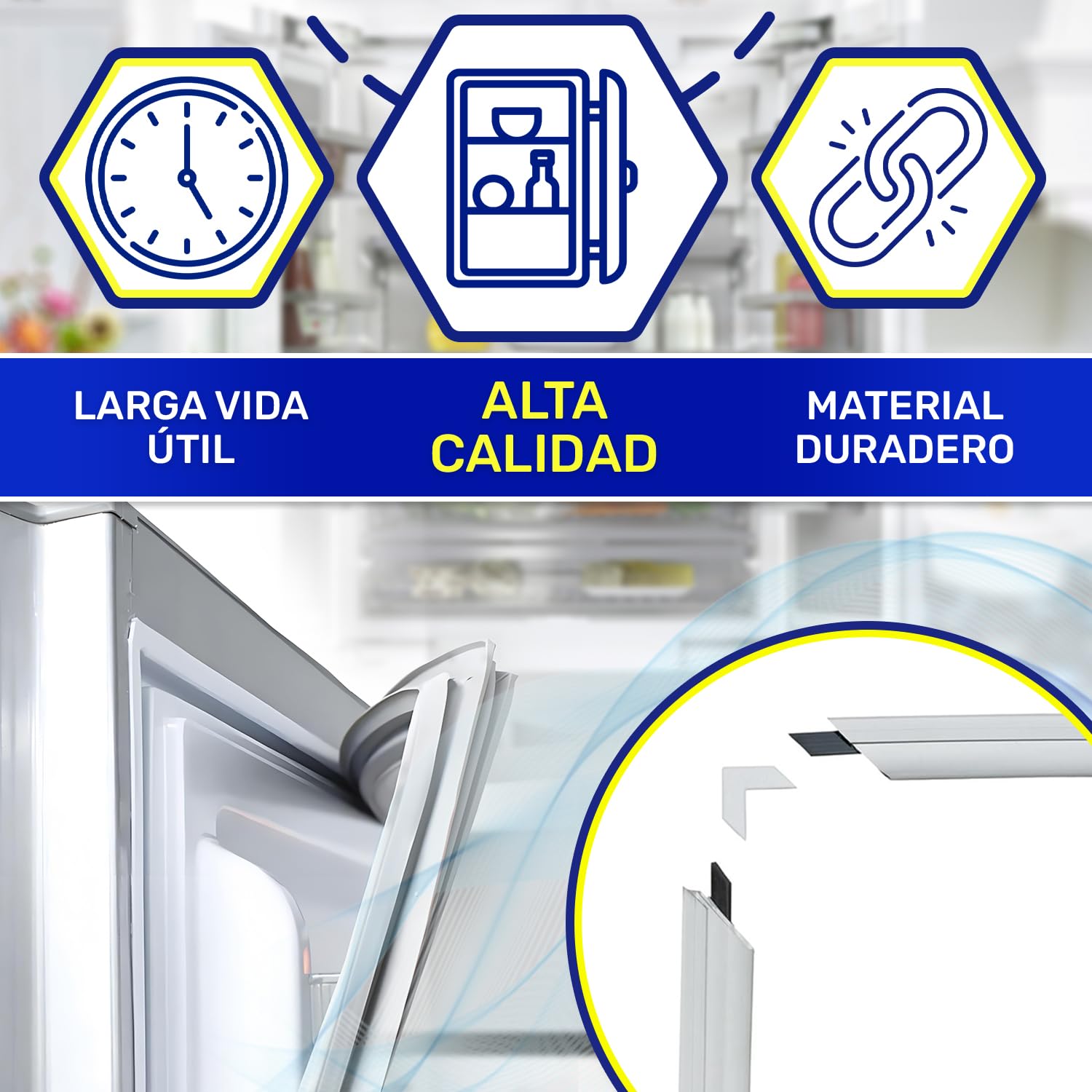 Kit Universal Magnéticas Junta Puerta Frigorifico para Congelador 1300x700 mm - Garantía de 10 Años - MONTERAL