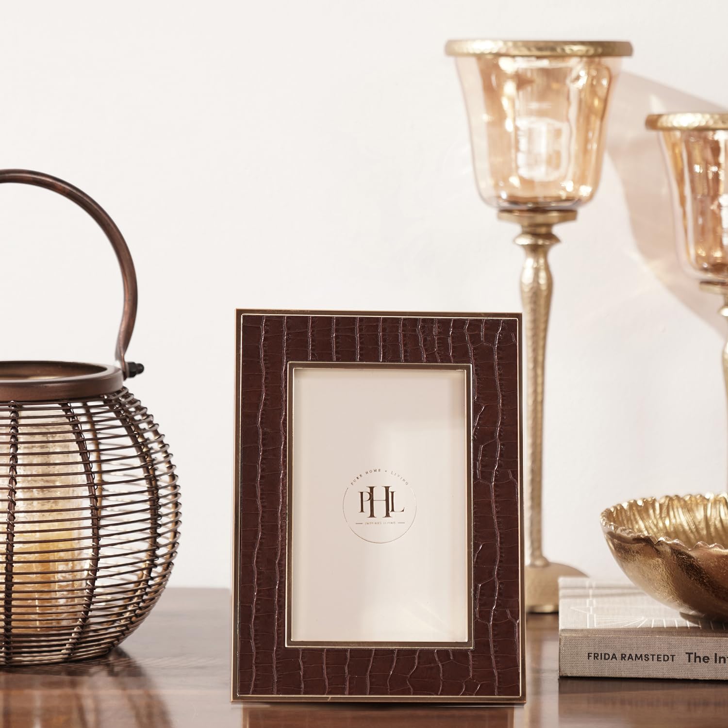 PURE HOME + LIVING Gold Plated Croco Faux Leather Photo Frame - Medium Best Gift for Birthday, Anniversary, Wedding, Retirement, Valentine etc. (5X7 Inches,Tabletop)-image-45