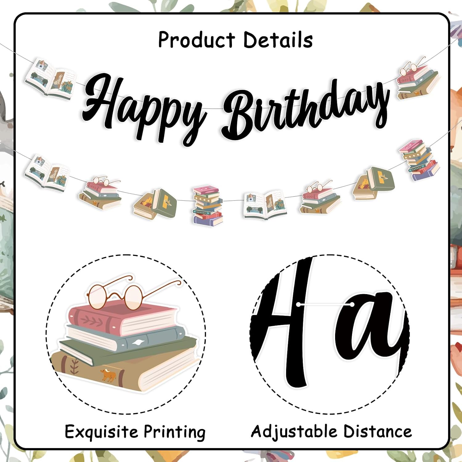 Storybook Birthday Decorations, Book Happy Birthday Banner Sign and Garland, Reading Library Book Club Back to School Theme Bday Party Decor Supplies