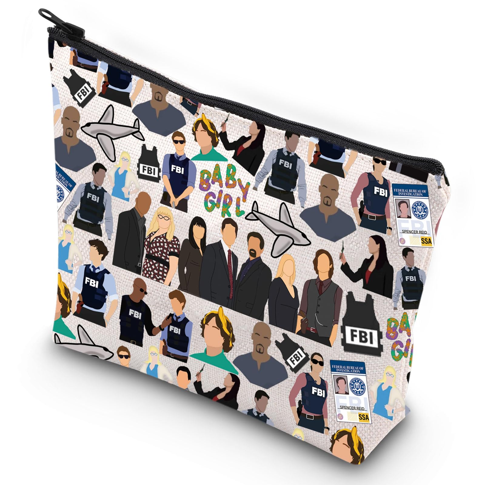 G2TUP Aaron Hotchner Cosmetic Bag Derek Morgan Fans Gift Criminal Spencer Reid Zipper Pouch Bag Matthew Gray Fans Gift (FBI MG)