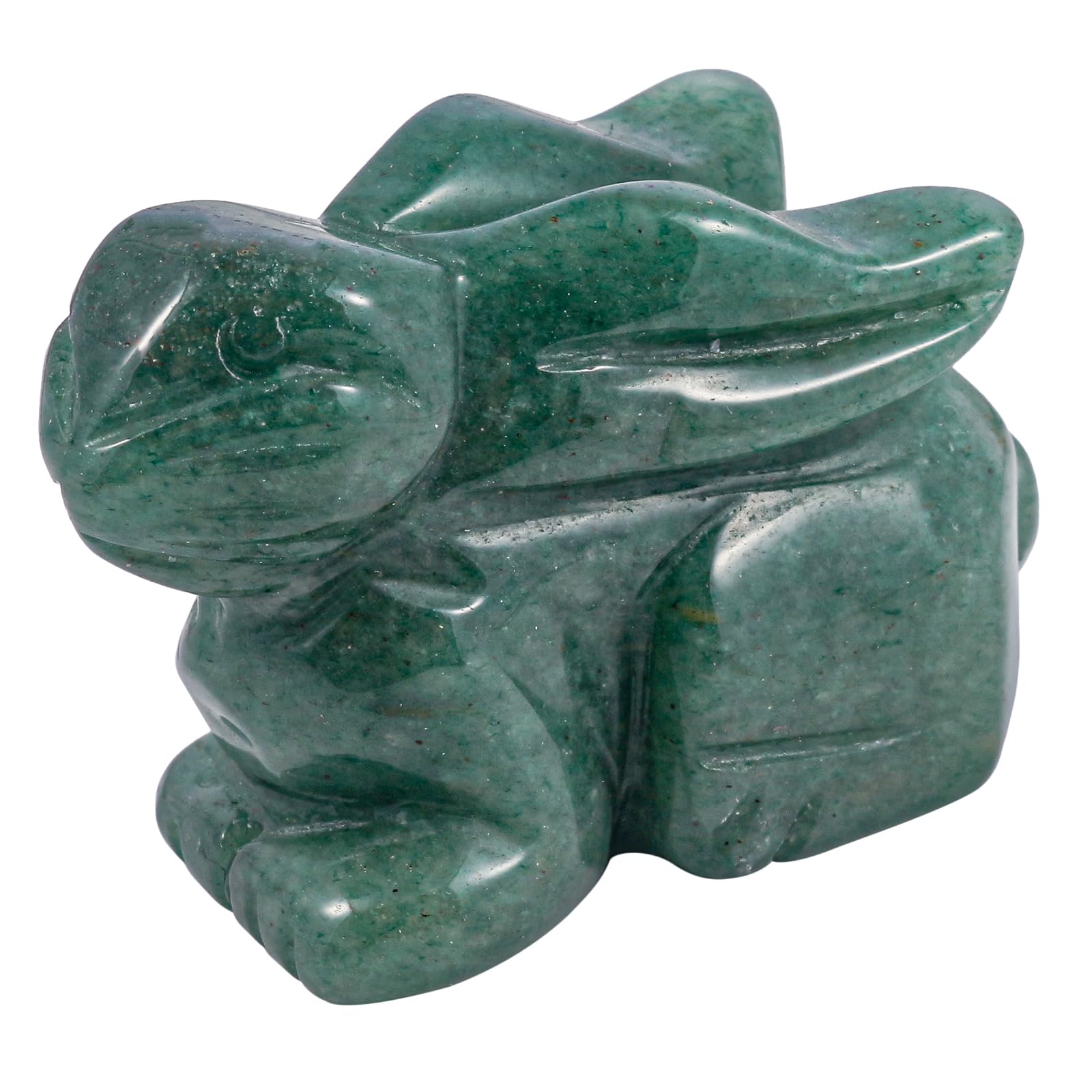 Lovionus89 Crystal Decor Rabbit Sculpture, 2 Inches Natural Pocket Carved Crystals and Healing Stones Statue Collectibles, Green Aventurine
