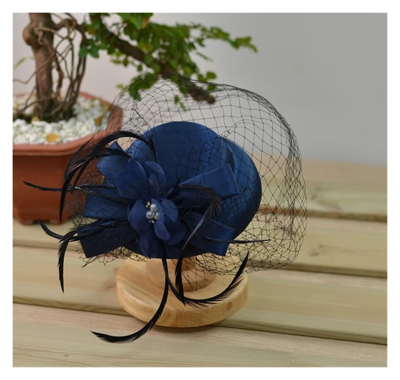 UALXPAO Wedding Hats Bow Knot Flower Bridal Hat Weddings For Bride Cap Church Womens Party Headwear for Tea Party,Weddings(Blue)