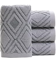 Vista 8 de Pidada - Juego de 2 toallas de mano con patrón de diamantes 100% algodón, absorbente, suave, decorativa para baño (gris)