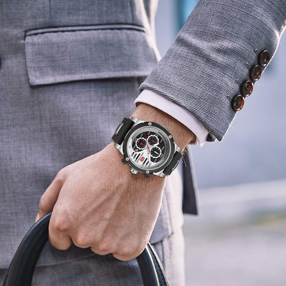 AIMES Mens Watches for Men Casual Chronograph Waterproof Sport Military Watch Analog Quartz Movement Stylish Luxury Dress Wrist Watch Elegant Gift Watch for Men