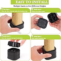 Vista 6 de Paquete de 4 elevadores de muebles de 1 pulgada, elevadores de cama ajustables resistentes para mesa, escritorio, sillón, silla, sofá, gabinete