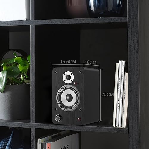 Miniatura 6 de LONPOO Altavoces de estantería alimentados para tocadiscos, monitores de campo cercano activos Bluetooth de 2.0 canales con tweeter de cúpula de