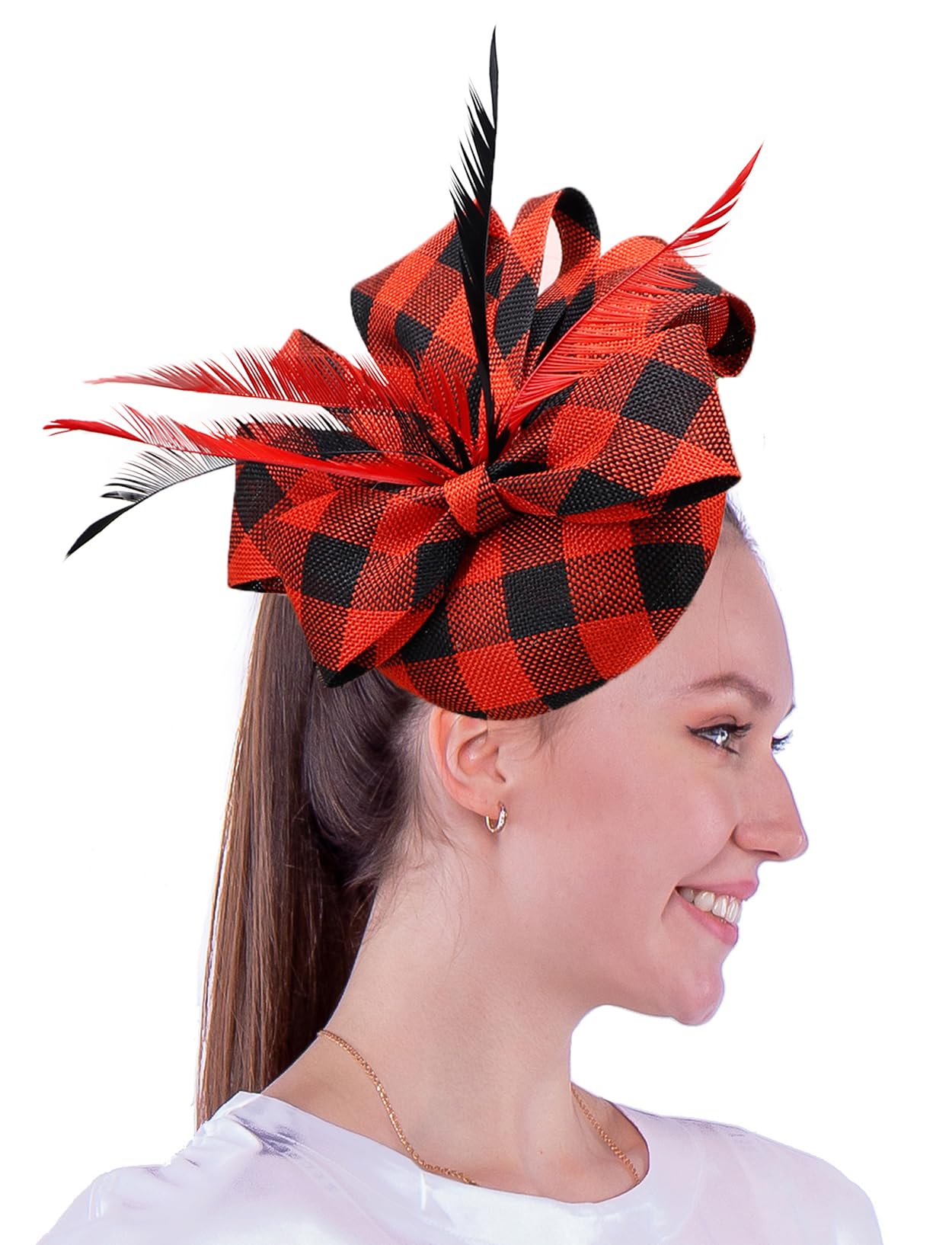 Biruil Fascinators Hat for Women Girls Sinamay Flower Feathers Tea Party Cocktail Headband Hair Clip