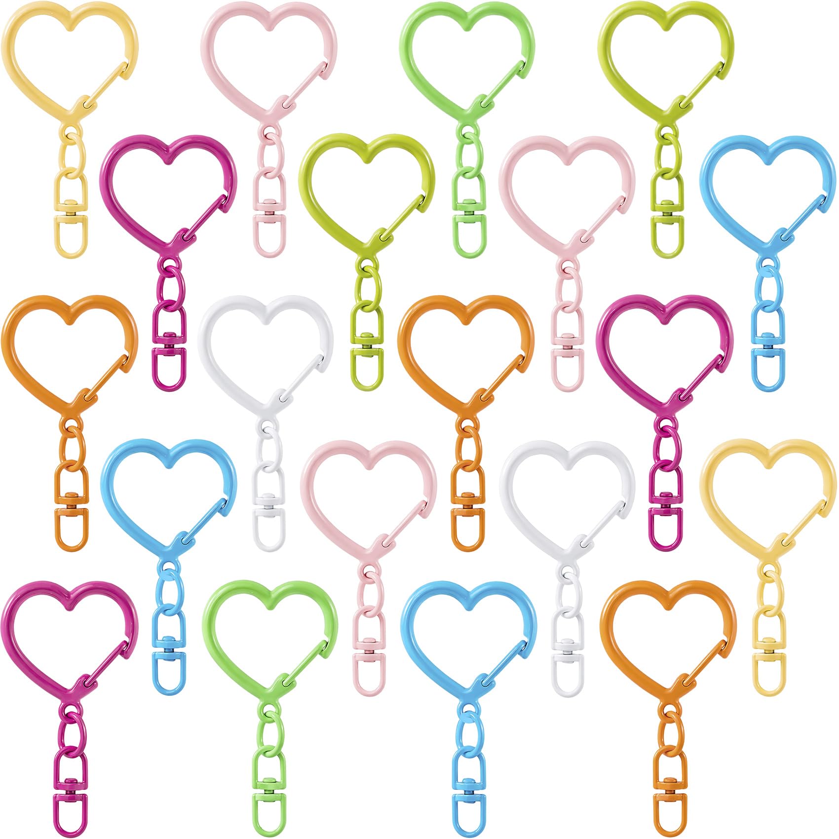 OIIKI 20PCS Heart Shape Keychain Clip, Colorful Cute Lobster Clasp, Style 3