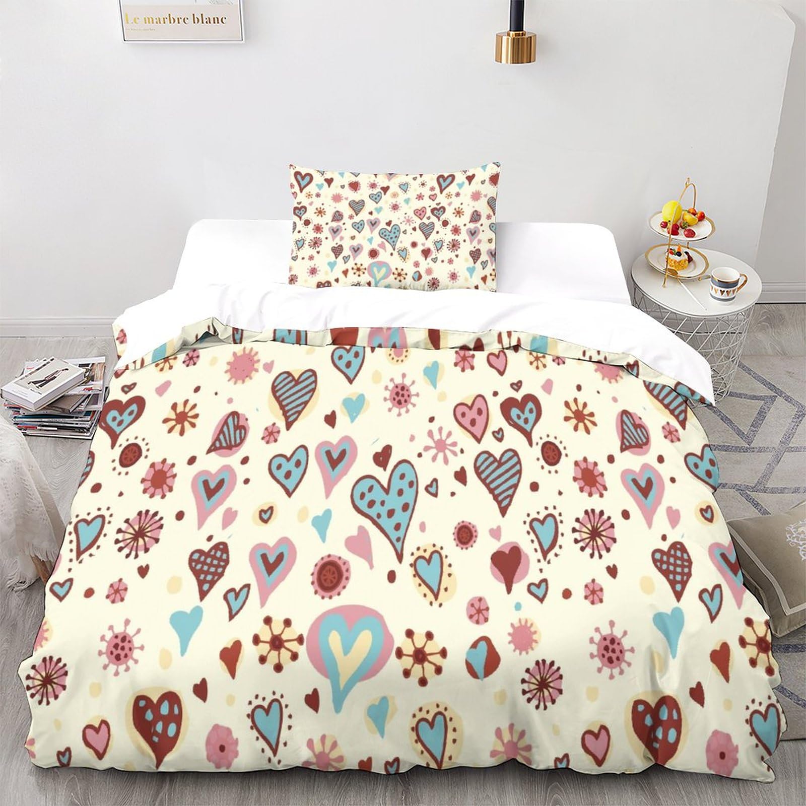 Parure de lit mignon cœur pour transformer l'ambiance d'une chambre d'ado