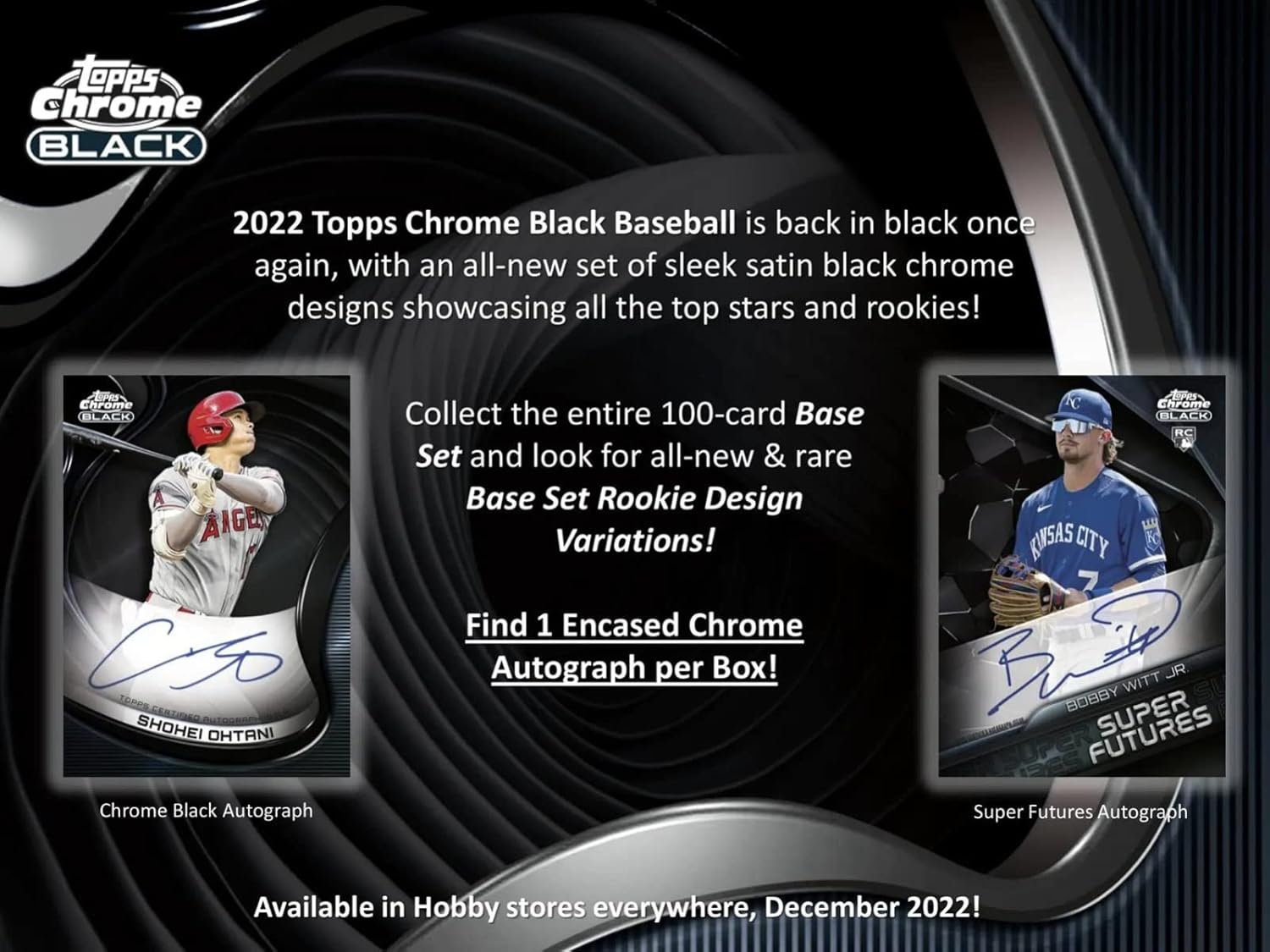 2022 Topps Chrome Black Baseball Hobby Box 1 Pack per Box, 4 Cards per Pack