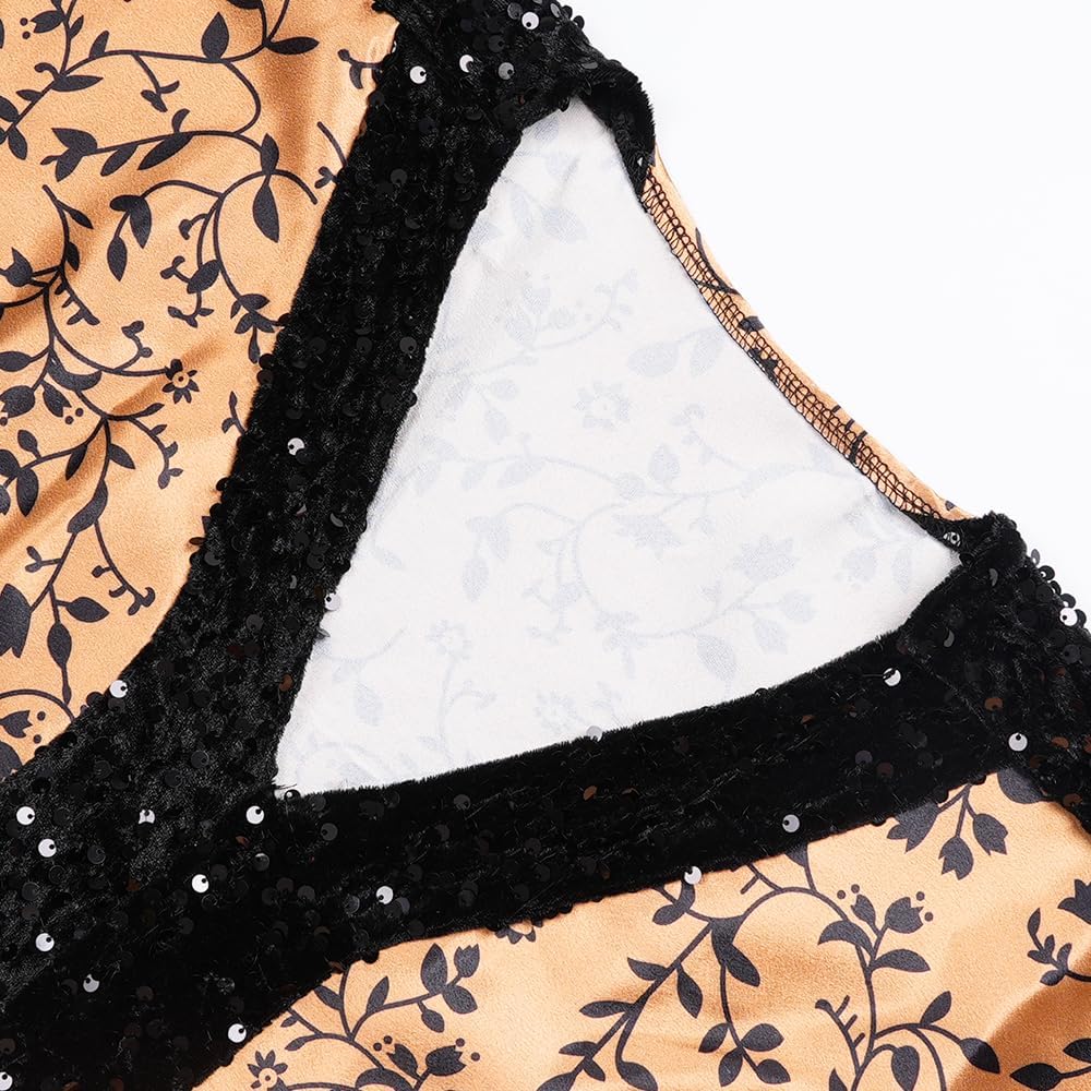 HD Women's Sequin African Bubu Dress Front Slit Stylish Plus Size Gown - Image 4