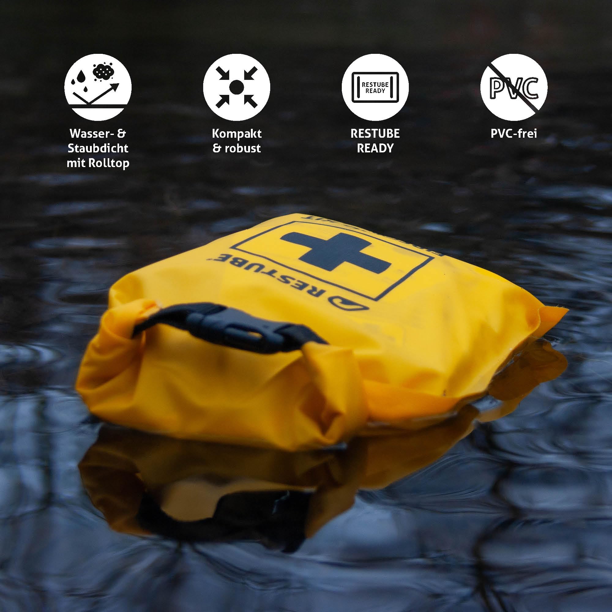 Restube Erste Hilfe Set - für Wassersport Und Outdoor - Wasserdichtes Verbandskasten, Reise Gadgets Für Reise, Camping, Wandern, Kinder, Auto, Fahrrad - Travel Essentials, First Aid Kit 33 Stück