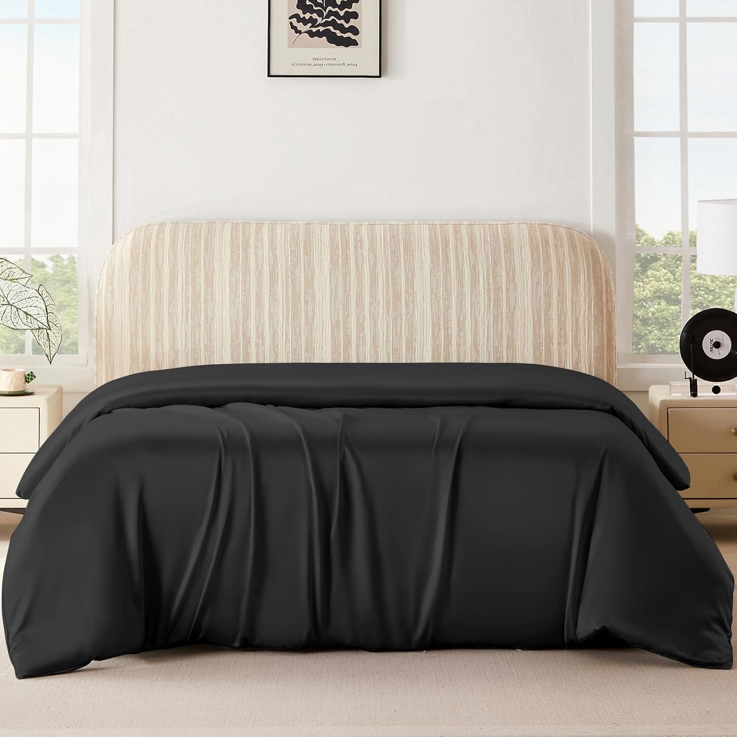 THXSILK 25 Momme 1 Pcs Silk Duvet Cover, 100% Top Grade Pure Mulberry Silk Luxury Series Comforter Cover with Zipper Breathable Cooling Soft Comfortable Safe Material (King, Black)