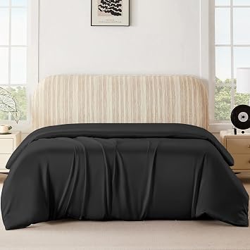THXSILK 25 Momme 1 Pcs Silk Duvet Cover, 100% Top Grade Pure Mulberry Silk Luxury Series Comforter Cover with Zipper Breathable Cooling Soft Comfortable Safe Material Queen, Black
