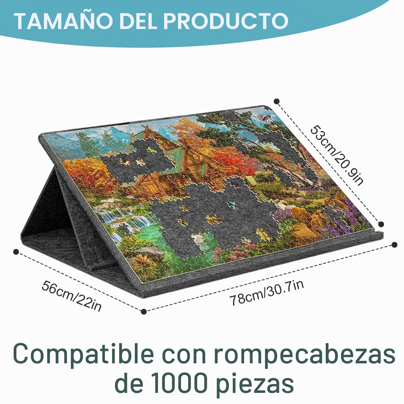 Tabla de rompecabezas plegable, 1000 piezas con soporte 2 en 1 y cubierta, tablero de rompecabezas inclinable con 6 clasificadores, almacenamiento de mesa de rompecabezas, regalo para niños y adultos