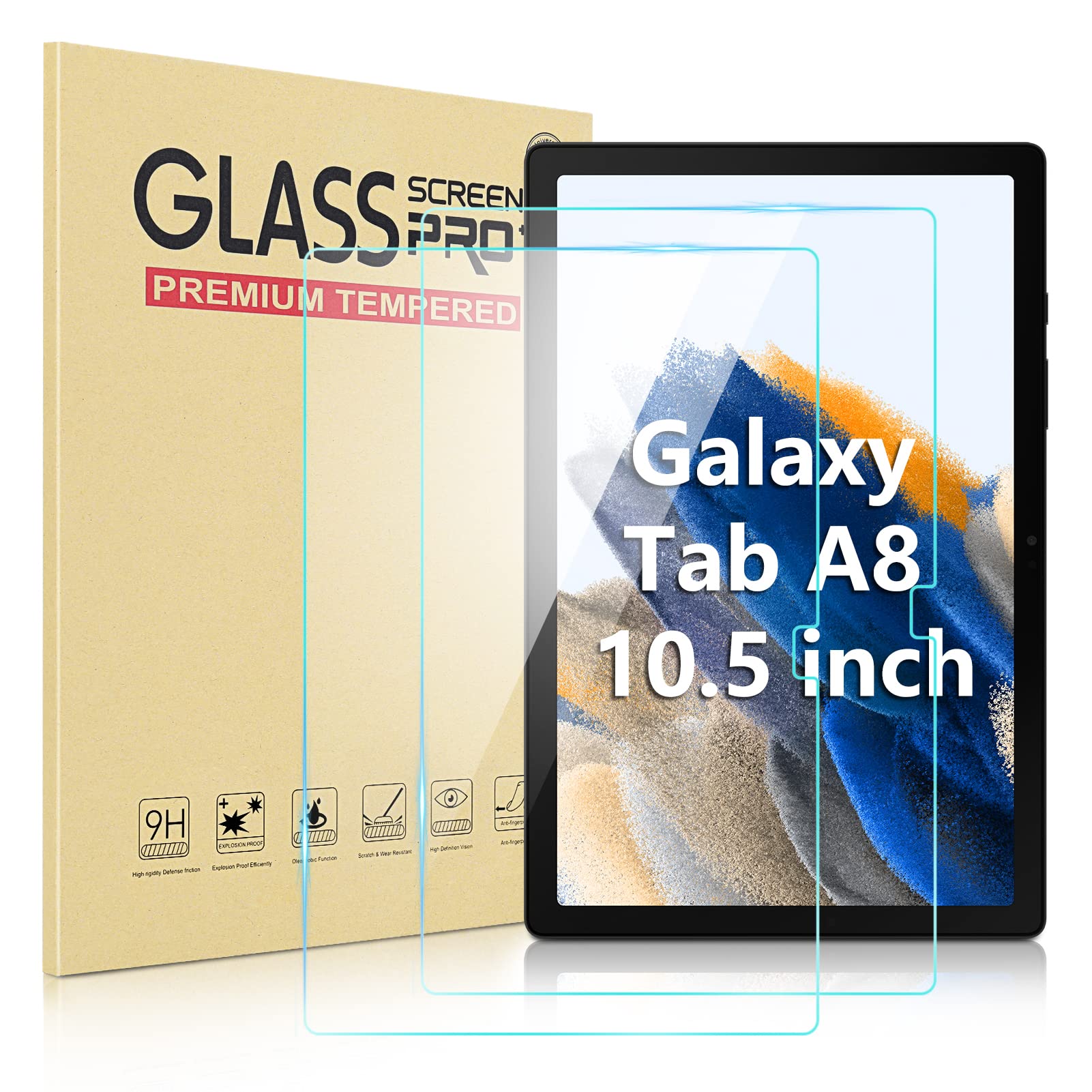DTTO Screen Protector Designed for Samsung Galaxy Tab A8 10.5 Inch (2022 Release), 9H Hardness Tempered Glass for Galaxy Tab A8 (SM-X200/X205/X207),