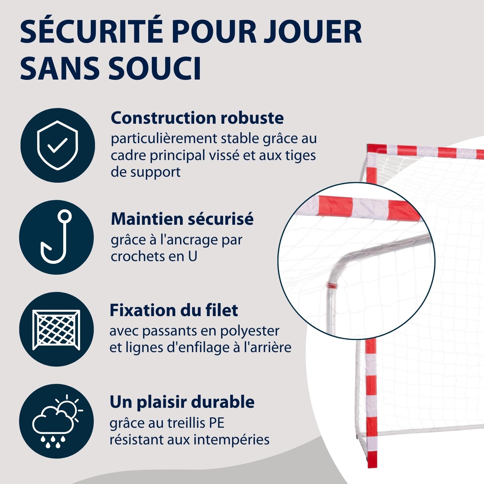 HUDORA But de Football Allround 300 - But Stable & résistant pour Enfants & Adultes - Dimensions typiques d'un But de Handball - But d'extérieur de qualité pour s'amuser & s'entraîner