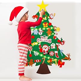 Max Fun DIY Felt Christmas Tree Set 3.2Ft with 41 Ornaments for Kids Toddlers Home Wall Hanging Felt Christmas Craft Kits Xmas Decoration Party Supplies