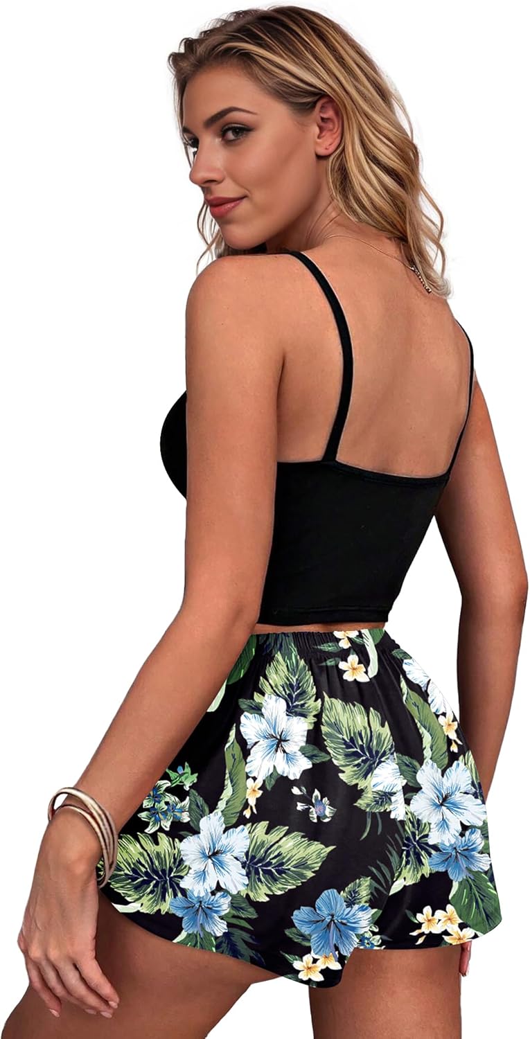 Ekouaer Women Pajama Shorts Comfy Lounge Bottom with Pockets Stretch Strip Sleepwear Drawstring Pj Bottoms Sleep Shorts - Image 2