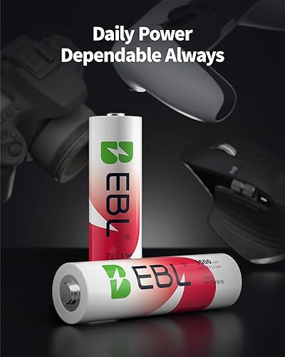 Miniatura 8 de EBL Paquete de 4 baterías recargables AA de litio, batería doble A de 1.5 V, 3500 mWh, más de 1600 ciclos, carga rápida de 2 horas con cable USB-C