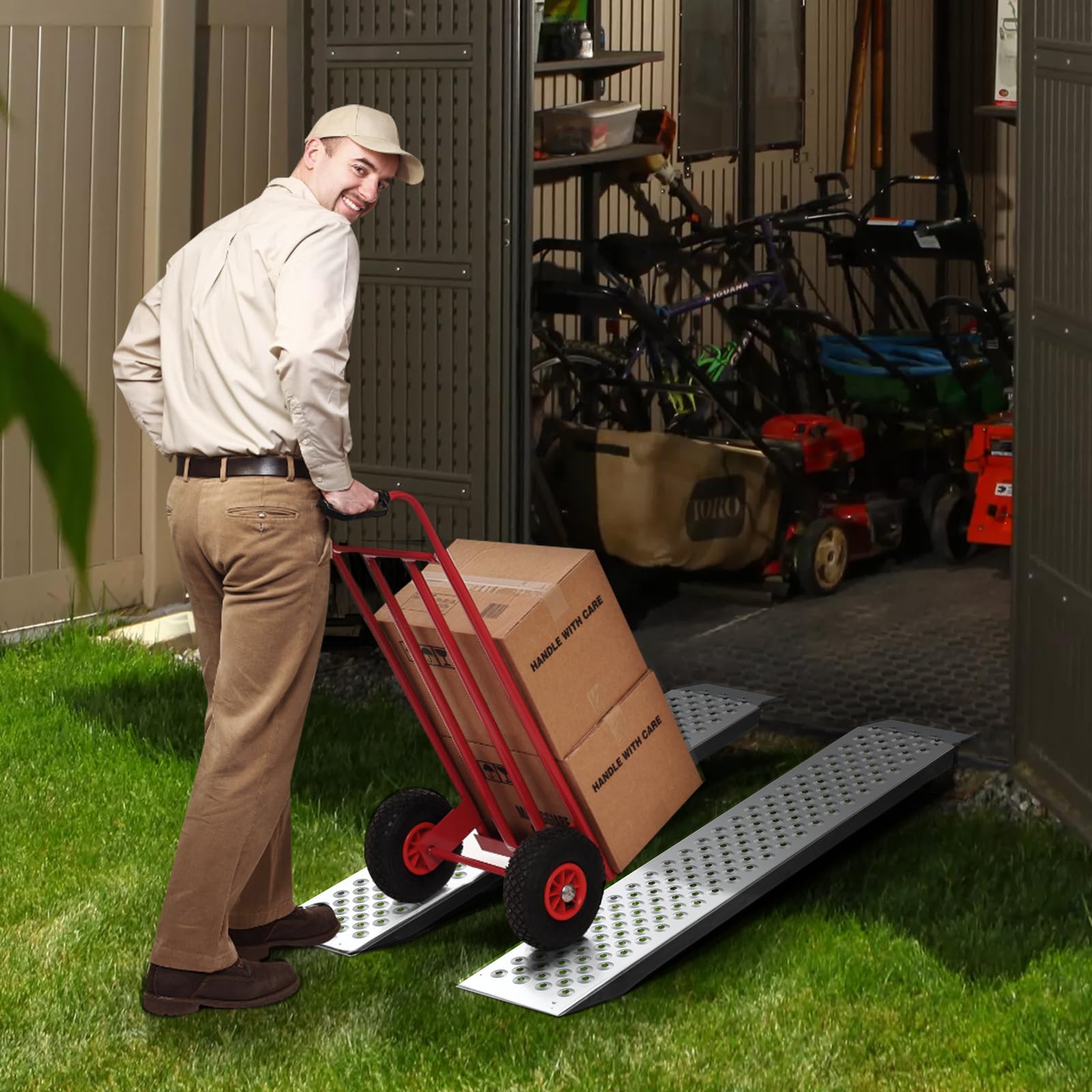 VEVOR Rampa di accesso, Rampa di carico, Rampa per auto 680 kg, Binario di carico, Rampa di carico per auto 2160 x 1375 mm, Rampe 2 pezzi per moto, rimorchio, ATV, UTV, trattore da giardino, Tosaerba