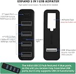 5 Ports USB Hub for Xbox Series X/S, High Speed USB Hub Splitter Expansion Adapter for Xbox Series S/X Accessories, with 4 USB 2.0 Port + 1 Type C Port