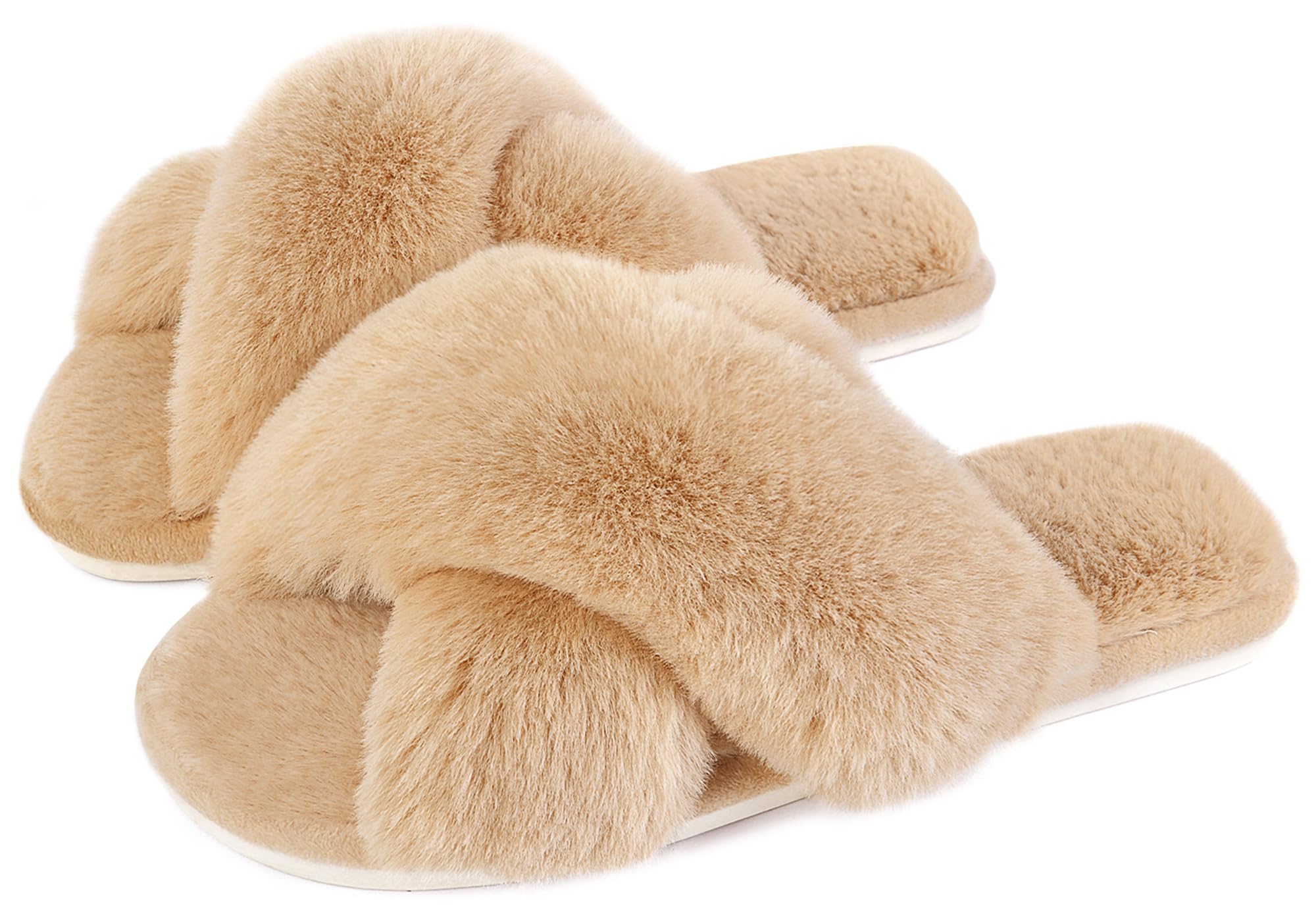 Cozyfurrywomens Cross Band Slippers Cozy Furry Fuzzy House
