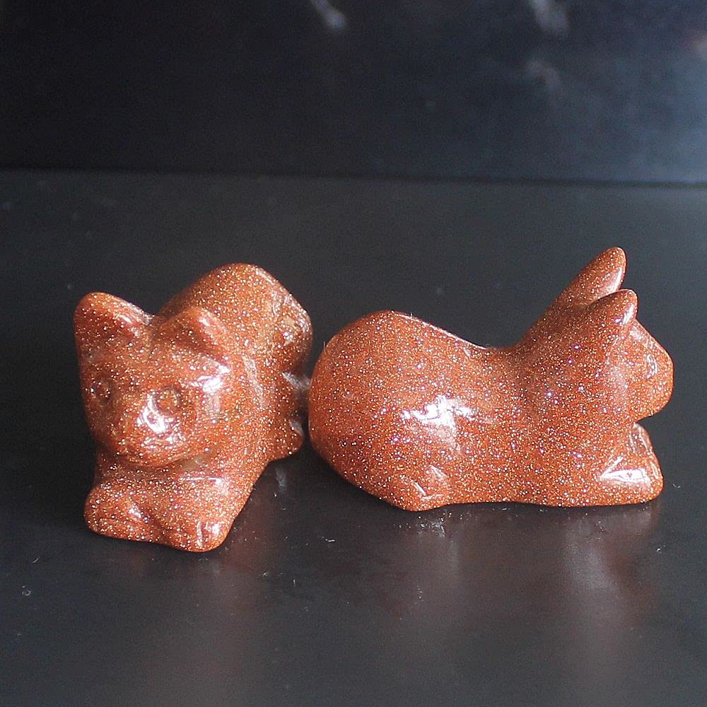 Générique Figurine De Chat En Pierres Précieuses,Pierres De Cristal De Chaton De | Figurines De Chat Pierre Précieuse Reiki, Statues D'artisanat Sculptées à La Main, Décoration De Collection De