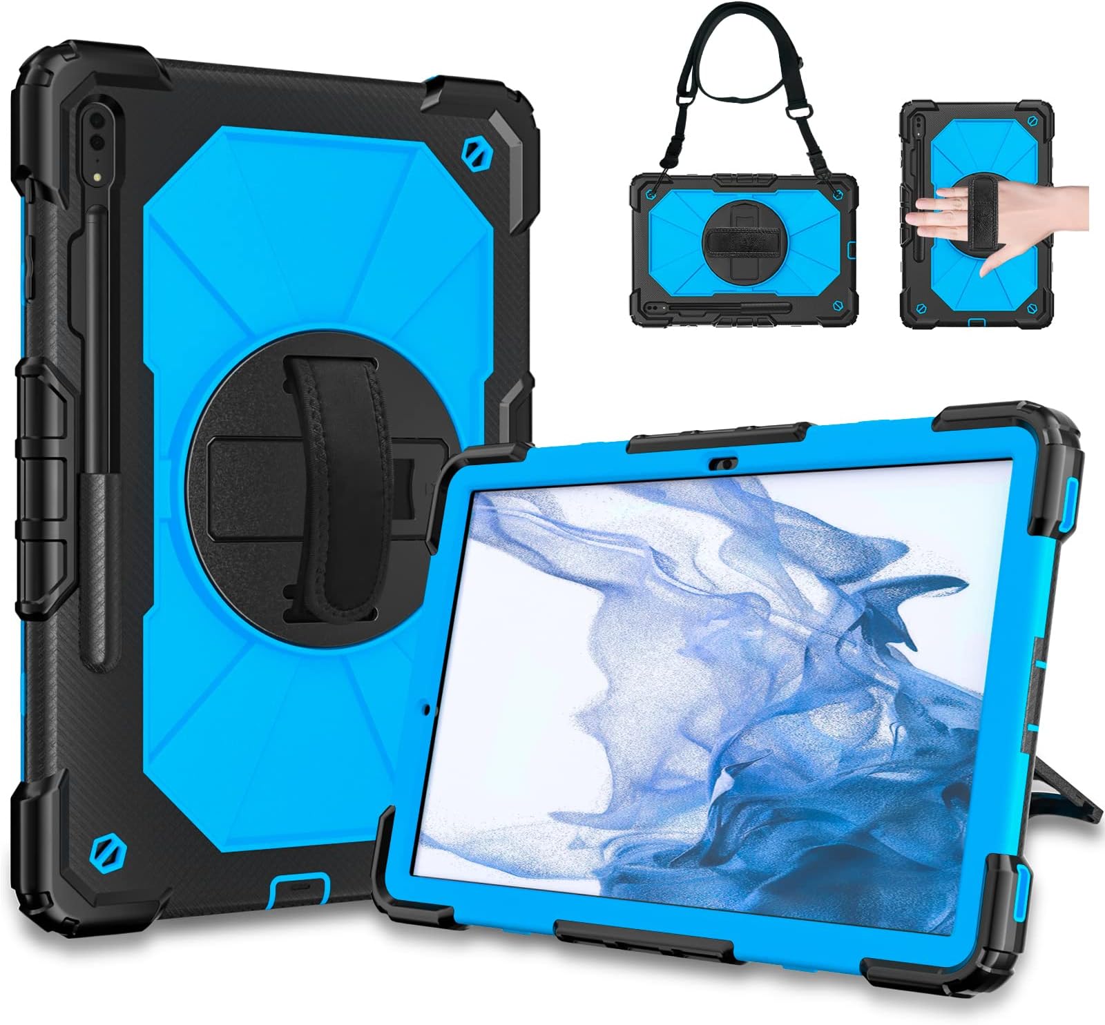 DteckCase for Samsung Tab S8 Plus Case SM-X808u, C2_ Black+Blue