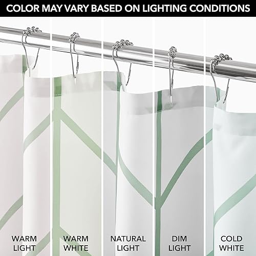 Miniatura 5 de mDesign - Cortina de ducha de tela de fácil cuidado con ojales reforzados, para duchas y bañeras, lavable a máquina, diseño de zigzag, 72x72