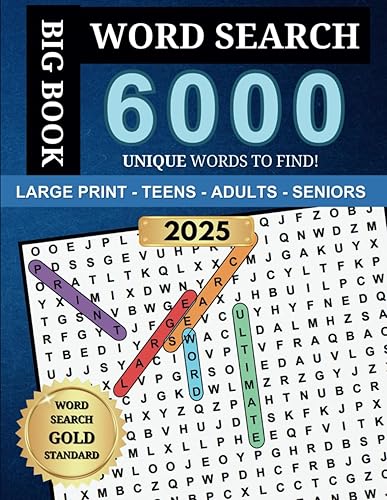 The Big Book of Word Search: Large Print Puzzle Word Find Activities for Adults, Seniors &amp; Teens with 6000 Unique Words to Find, Relax and Relieve Stress