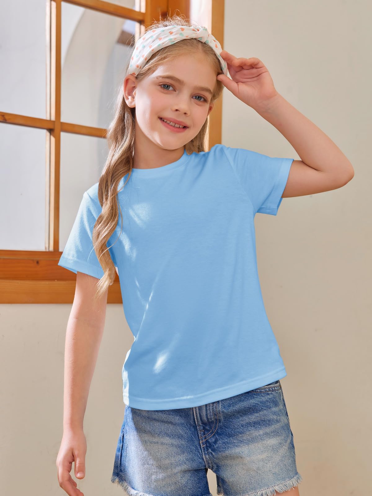 Haloumoning Camisetas de manga corta para niña, camisetas de verano, cuello redondo, informal, camisetas de gran tamaño — view 3