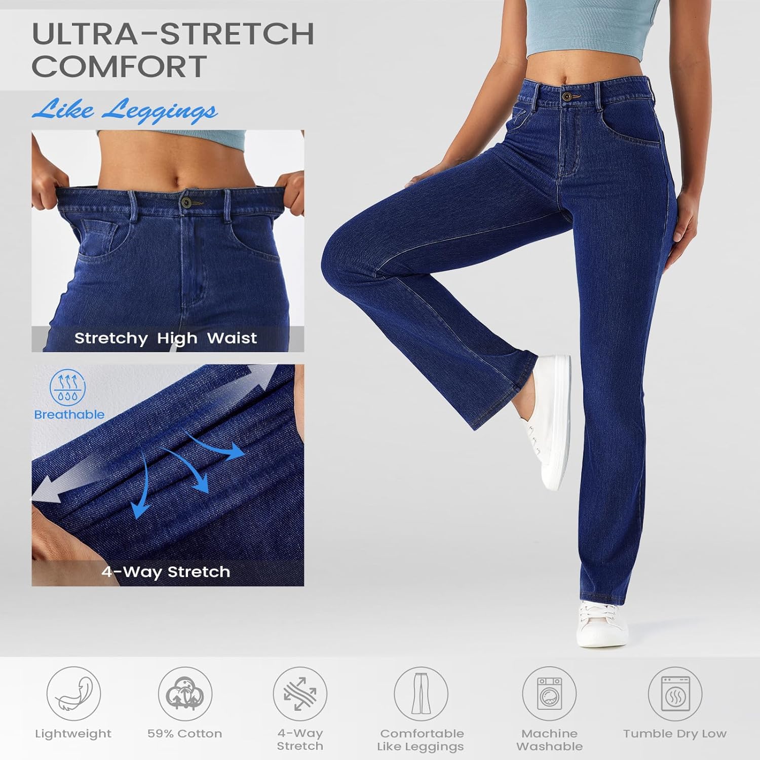 High Waisted Bootcut Jeans for Women, Fitted with Soft Stretch Fabric for Straight Leg Fit & Jeggings Comfort - Image 4