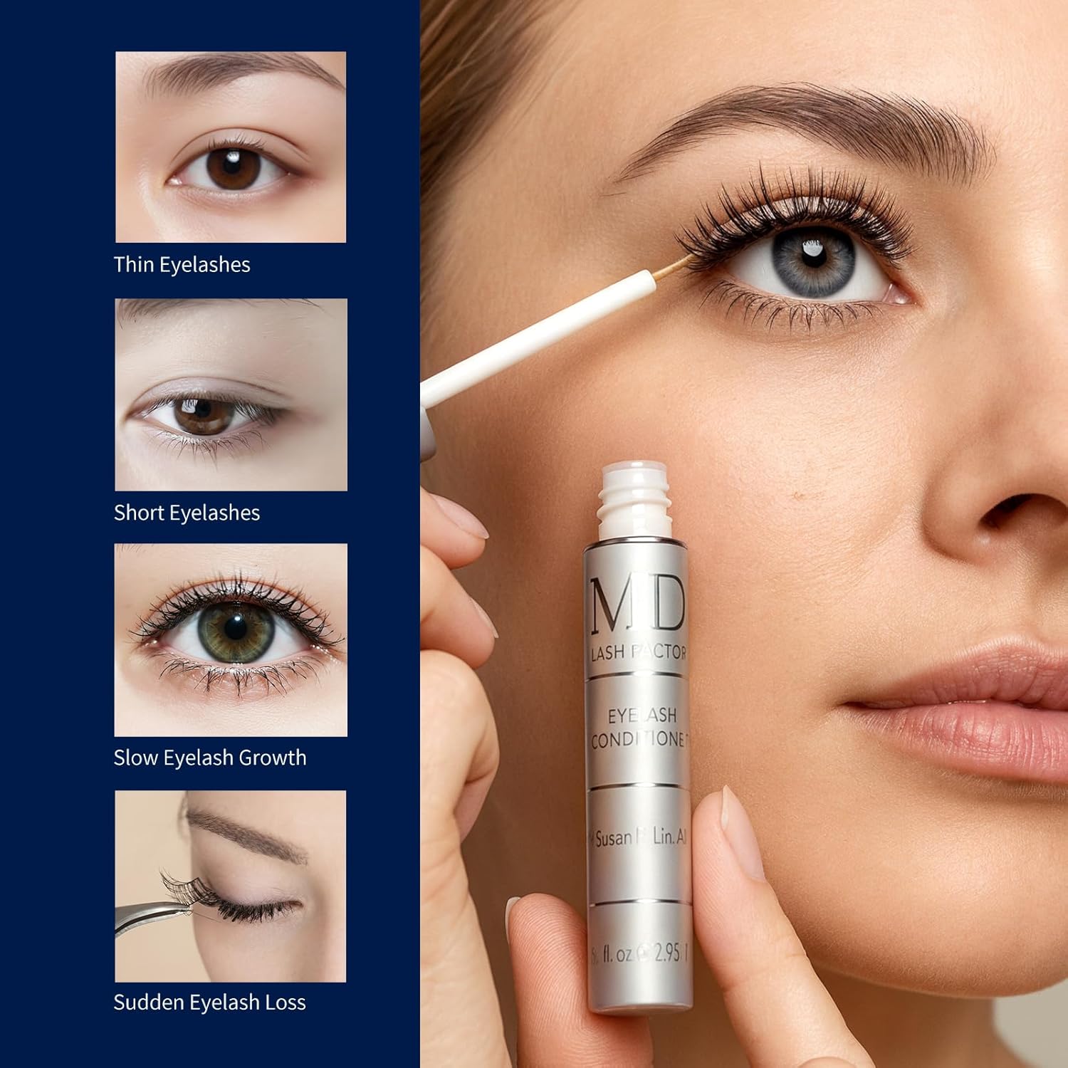 MD Lash Factor Eyelash Conditioner Advanced Lash Enhancing Serum for Longer Thicker Fuller Looking Lashes Cruelty-Free for Sensitive Eyes 0.05 fl oz Trial Size