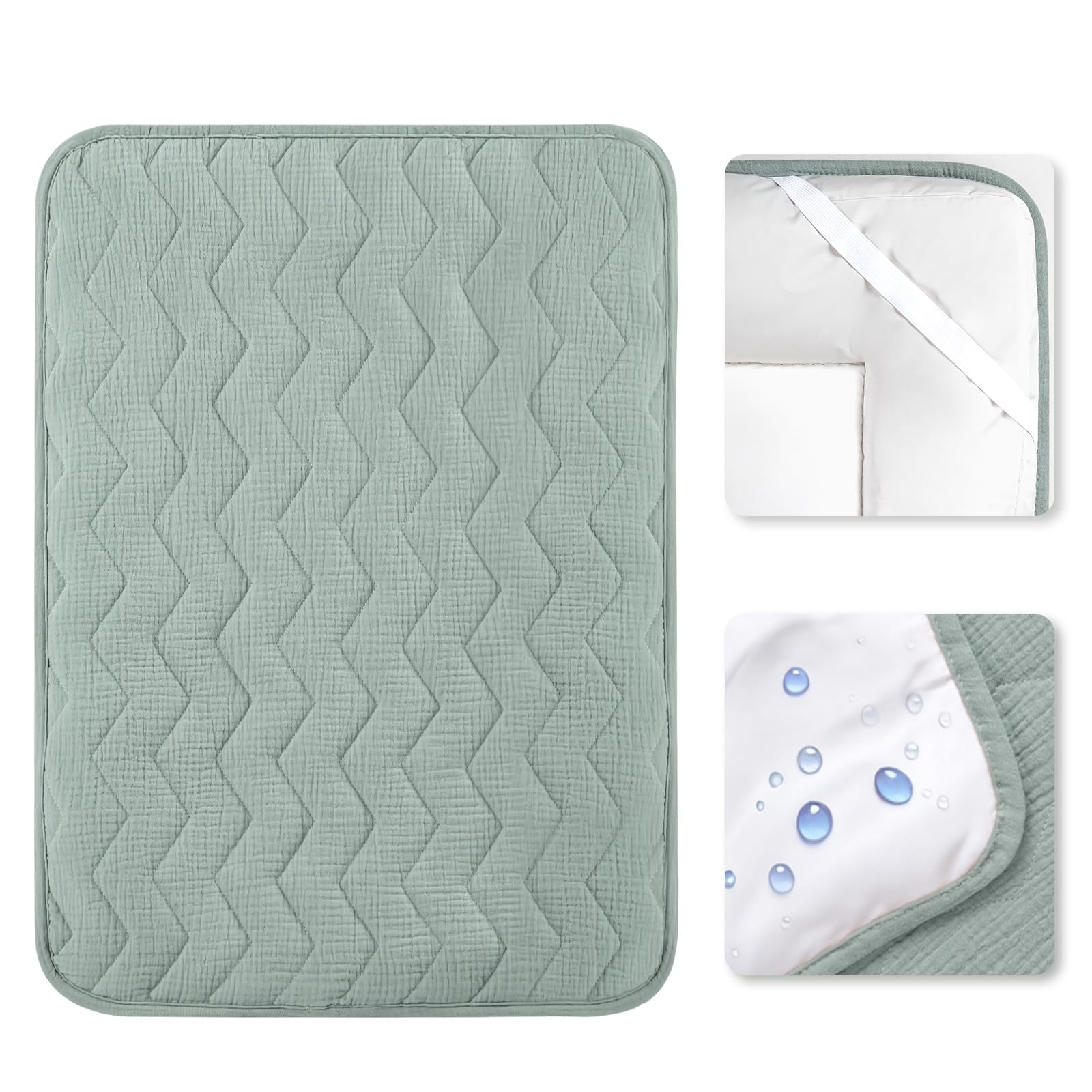 lulumoon Wickelauflagenbezug für Wickelauflage 50x70 cm: Musselin Baumwolle mit hoher Saugfähigkeit – Auslaufsichere Wasserdicht Rückseite – waschbarer Wickelauflage für Baby