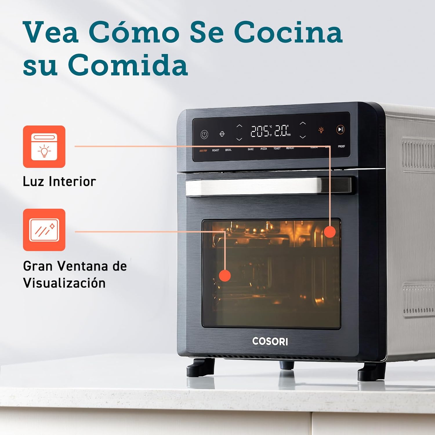 COSORI Air Fryer Oven control panel and interior view