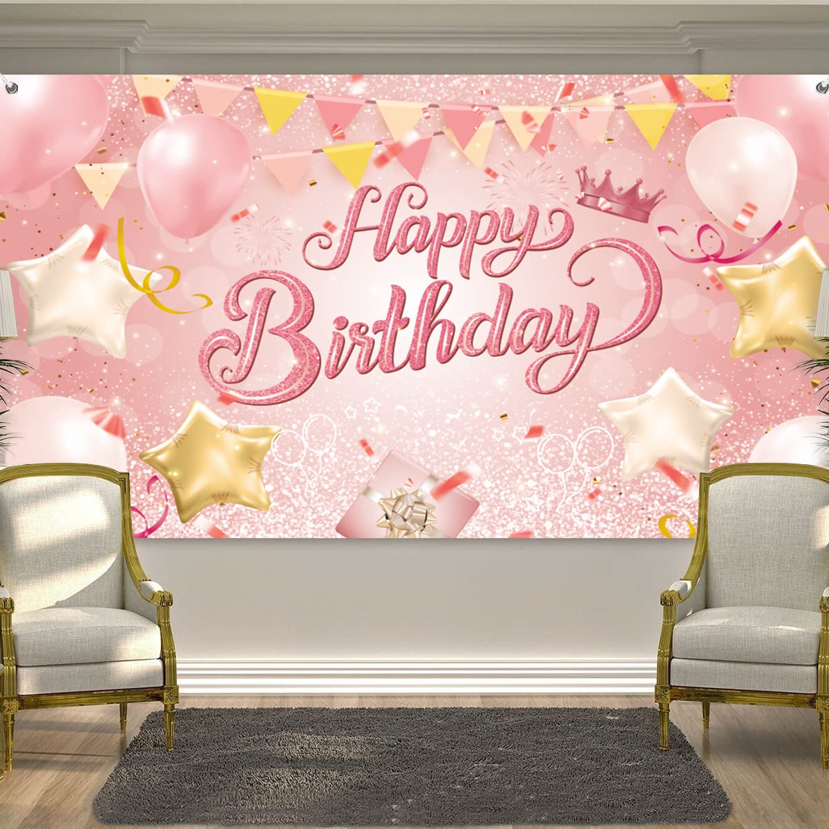 Rosa Geburtstagshintergrund 1,8x1,2 M – Perfekt Für Mädchenpartys & Fotoshootings