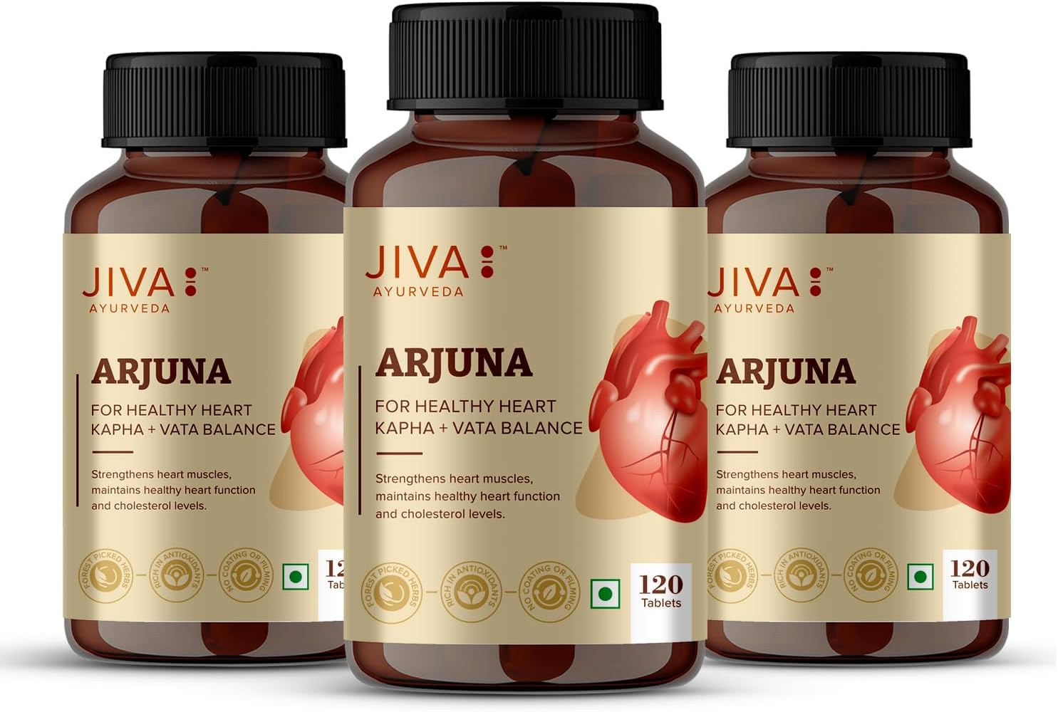 Jiva Arjuna Tablets 500mg 360 Tablets Promotes Heart Health | Manages Cholesterol Level 120 Tablets (Pack of 3)
