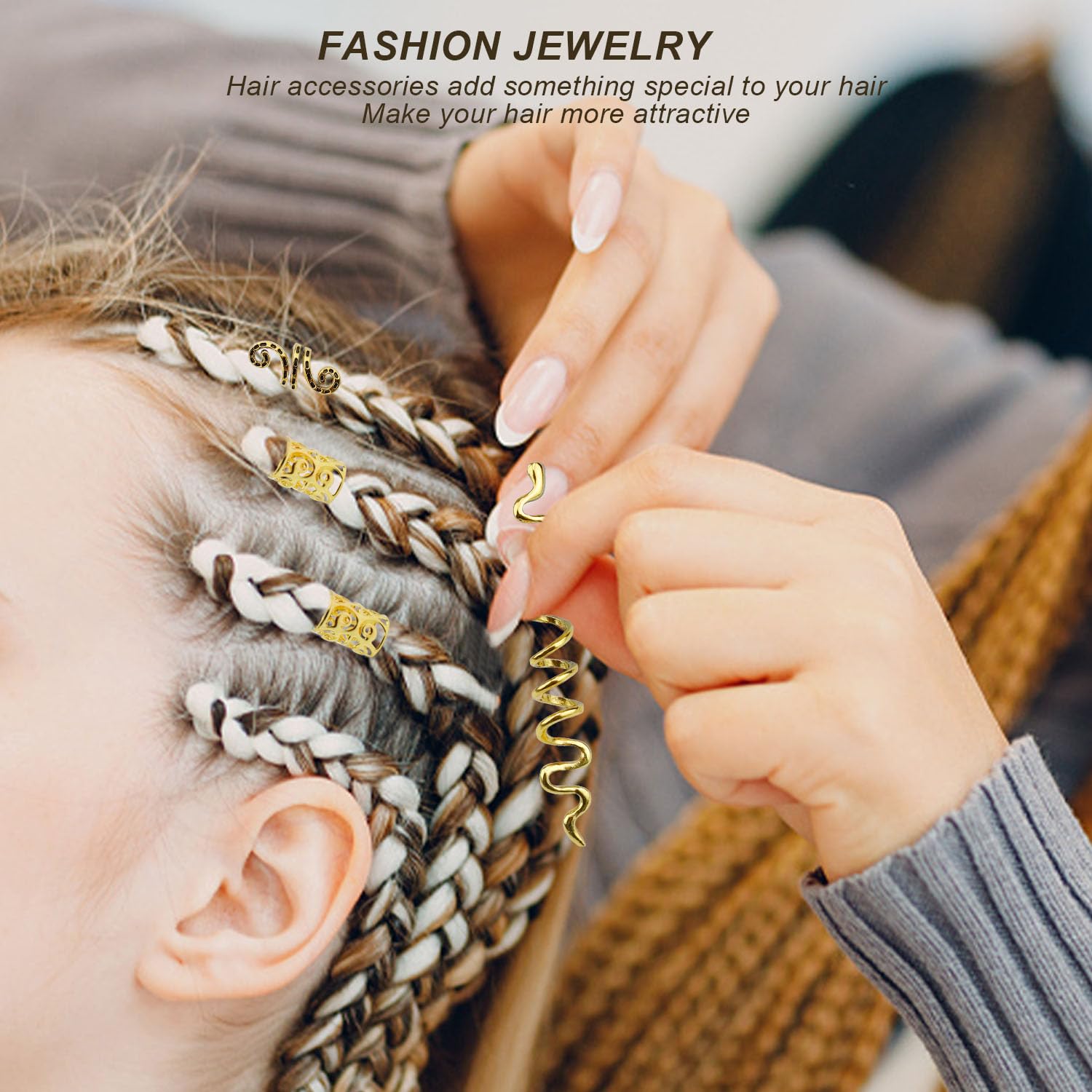 40 Pièces Bijoux Cheveux, Accessoire Cheveux Femme, Or Anneaux de Dreadlocks, pour Festivals, Fêtes, Bals de fin Année, Mariages