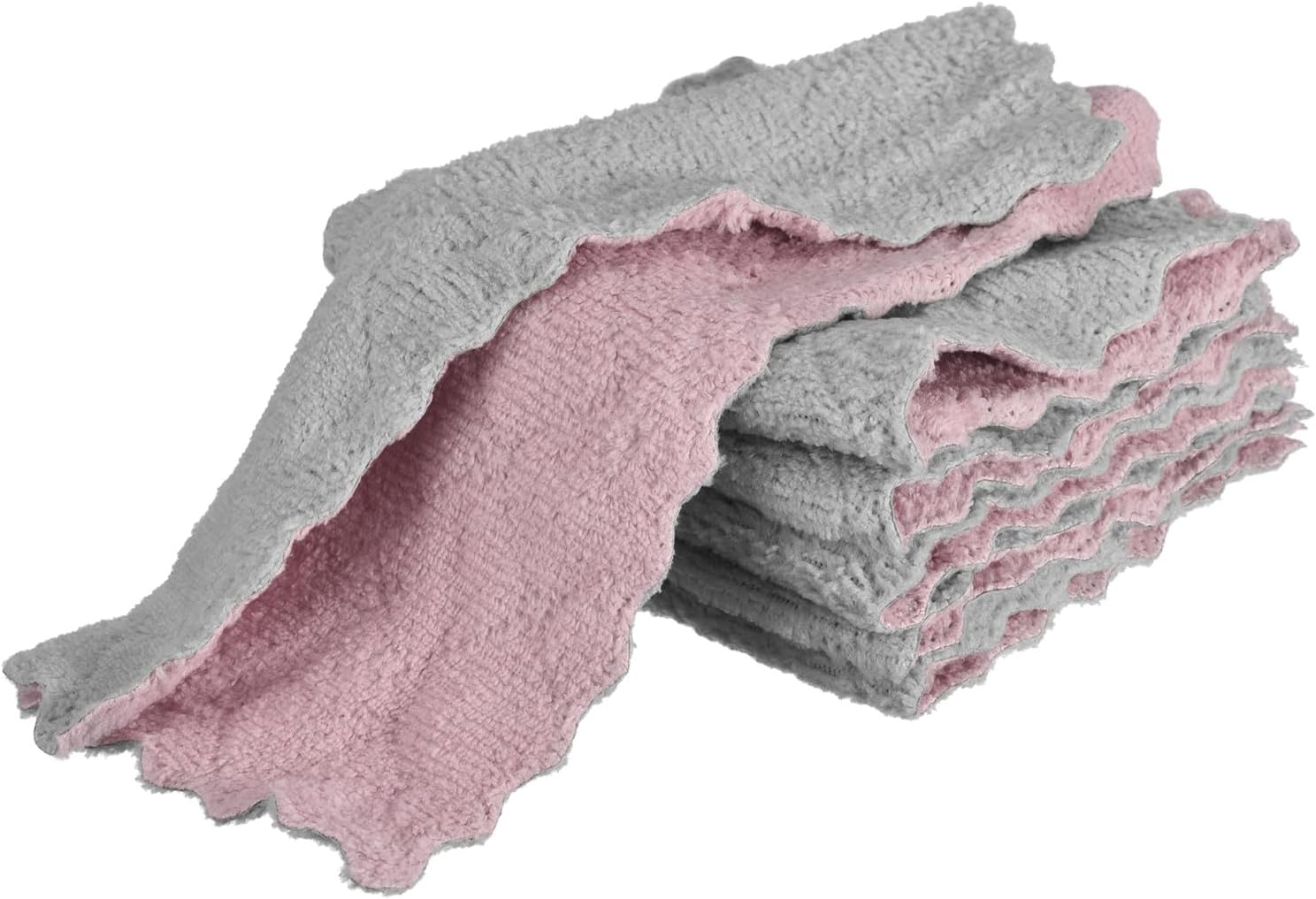 12 Pcs Kitchen Dish Cloths, 5 x 9 Inches Coral Velvet Dish Towels Ultra Absorbent Cleaning Cloths for Cleaning Tableware,Nonstick Oil Washable Fast Drying, Grey Purple