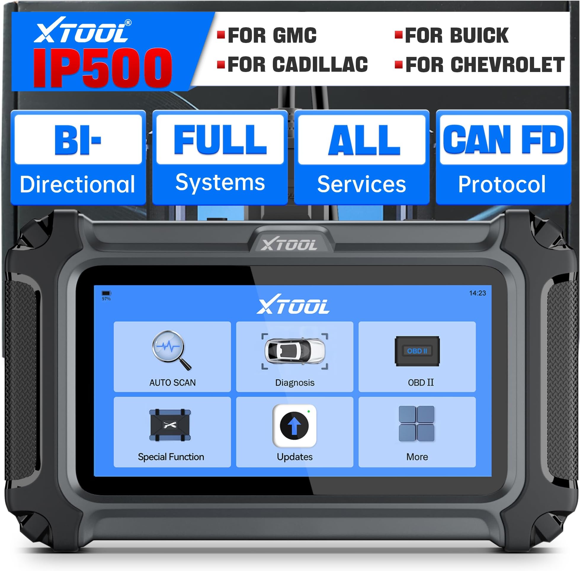 XTOOL IP500 for GM OBD2 Scanner, Bidirectional Scan Tool with Full Systems Diagnostic for Buick/Chevy/Cadillac/GMC, Diagnostic Scanner with All Services-Oil/ABS Bleed/Crank Relearn, Lifetime Update