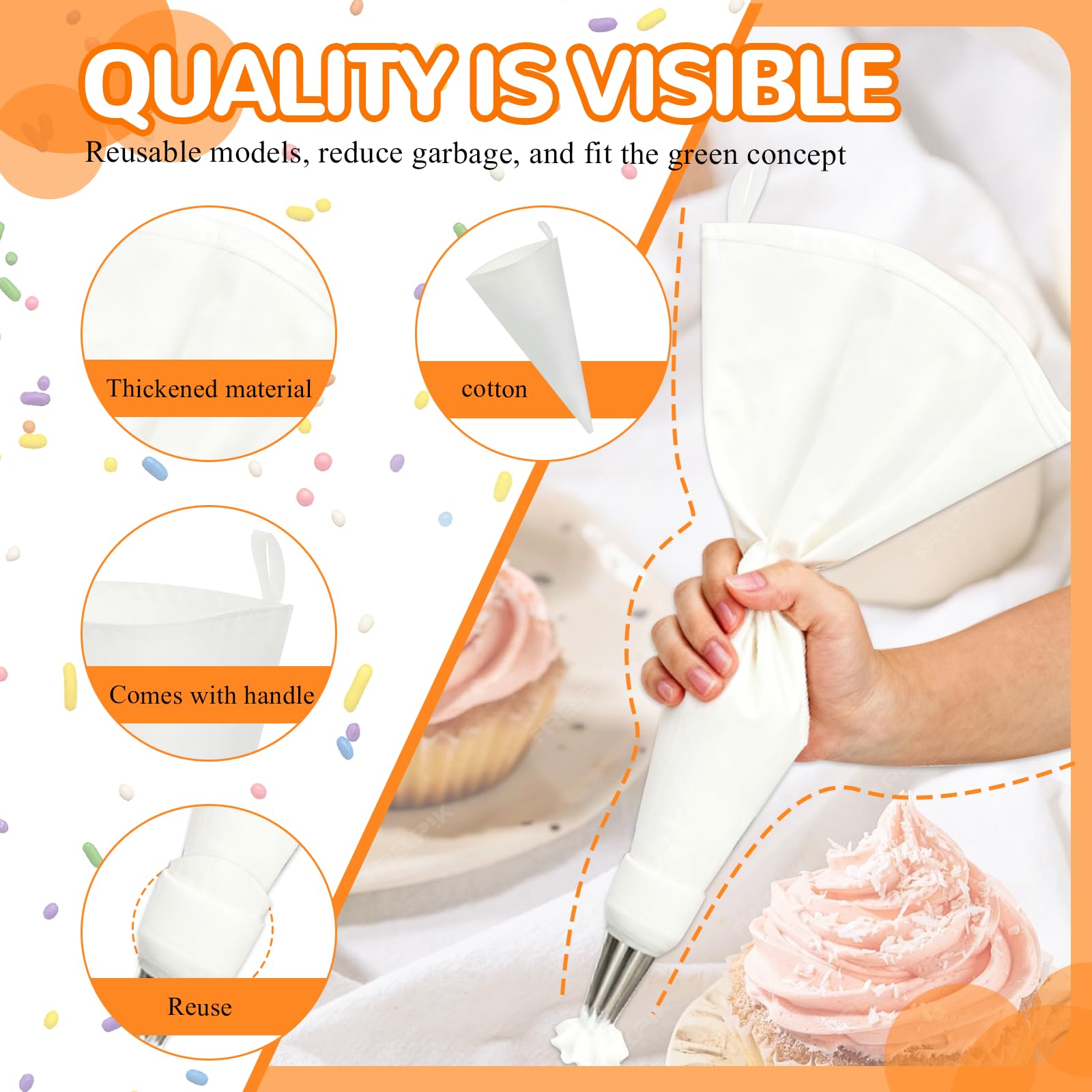 Juego de Manga Pastelera Reutilizable con Boquillas de Acero Inoxidable para Repostería y Decoración de Tartas