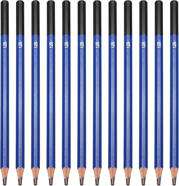 PATIKIL 12B Dessin de crayons pour croquis, 12PCS Dessin de crayons pour dessiner des crayons d'art Graphite Bois pré-séparé pour dessiner des artistes