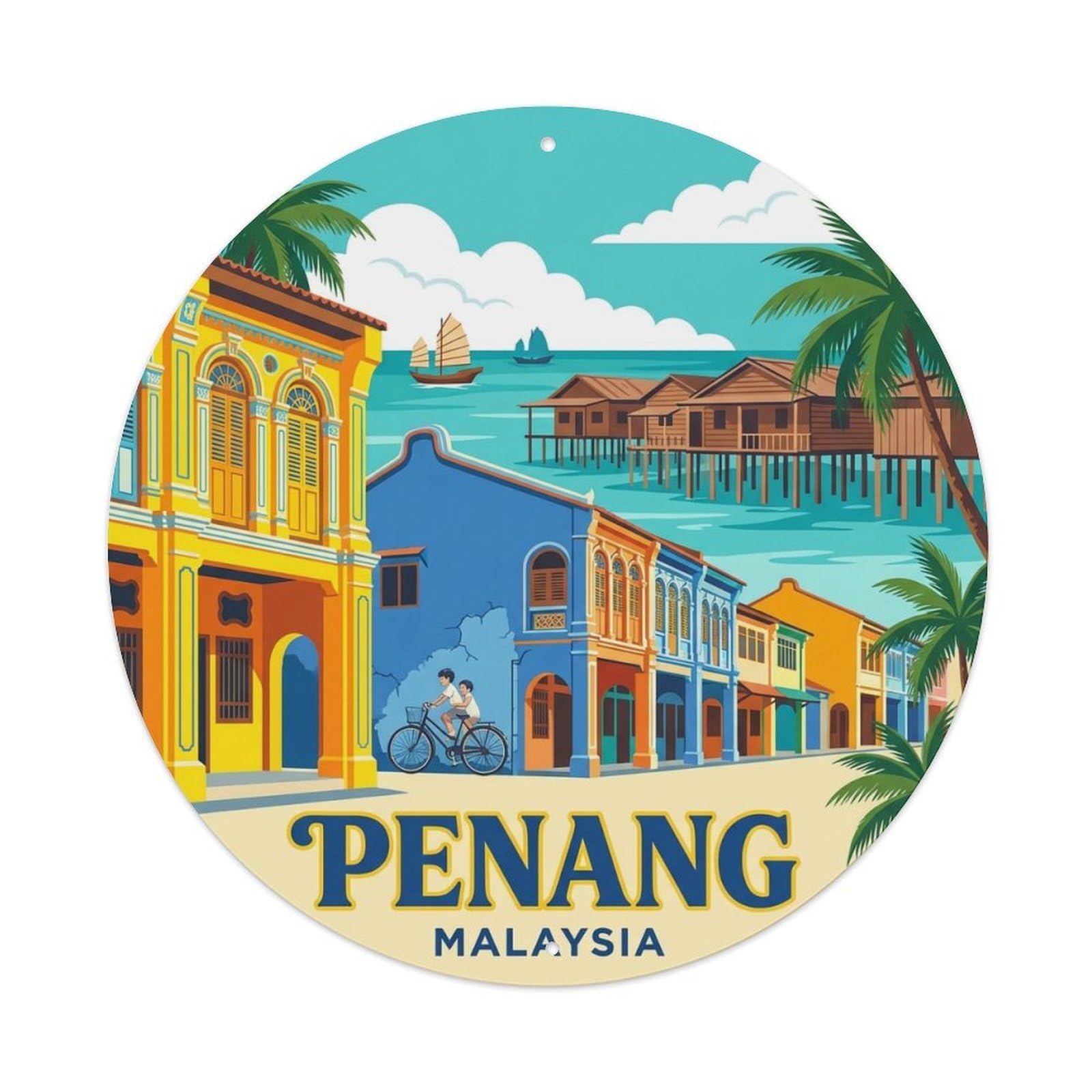 Retro Travel Malaysia Penang Metal Tin Sign