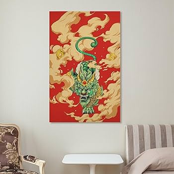 Amazon.co.jp: 絵画 緑の貔貅虎インテリア 絵画 日本のイラスト