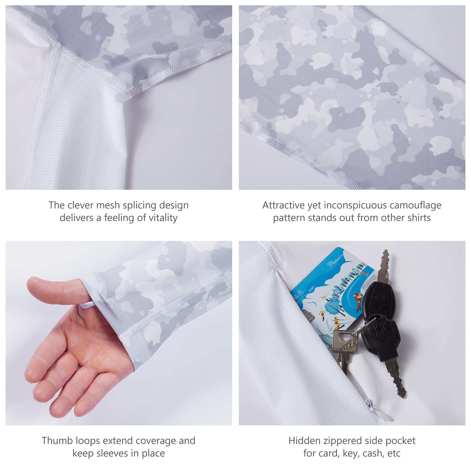 Bassdash Camiseta de Pesca de Rendimiento UPF 50 para Hombre con Capucha de refrigeración de Camuflaje de Manga Larga